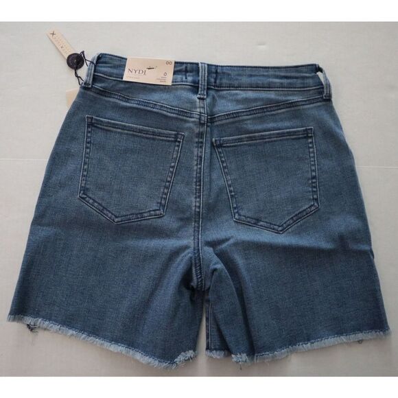 NYDJ MGTBSH8181 Women's Sz 00 Blue Everly High Rise A-Line Fray Hem Shorts $69 - Picture 2 of 7